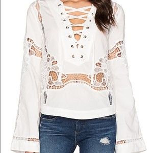 Free People Bittersweet Bell Sleeve Blouse white size S